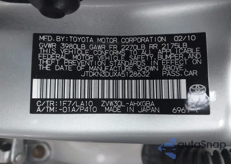 2010 Toyota Prius Iv from USA, damaged, VIN JTDKN3DUXA5128632